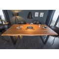 Industriální medově hnědý obdélnikový jídelní stůl Mammut s vrchní deskou z masivního akáciového dřeva 200 cm