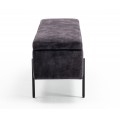 Moderní šedá designová lavice Irvin s úložným prostorem a sametovým čalouněním 100 cm