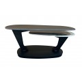 Designový konferenční stolek Delin s mramorovou deskou v černé barvě a dvěma otočnými dvouúrovňovými deskami 94-163 cm