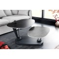 Designový konferenční stolek Delin s mramorovými deskami v černé barvě a dvěma otočnými deskami 94-163 cm