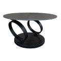 Designový otočný dvouúrovňový otočný konferenční stolek Delin s mramorovými kulatými deskami černé barvě 80-134 cm