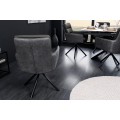 Designová industriální židle Cioro s koženým čalouněním v šedé barevné paletě s otočnou funkcí