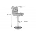 Designová barová otočná židle Zoe v industriálním stylu se sametovým potahem v šedé barvě s výškově nastavitelnou funkcí as kovovou nohou v černé barvě