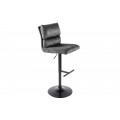 Designová barová otočná židle Zoe v industriálním stylu se sametovým potahem v šedé barvě as kovovou nohou v černé barvě