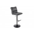 Designová barová židle Kelsy v industriálním stylu s černou polohovatelnou nohou v tmavě šedé barvě se sametovým potahem