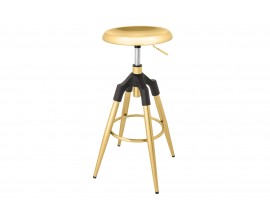 Barová židle Zalias s designovým šmrncem ve zlaté barvě s art deco nádechem s výškově nastavitelnou nohou