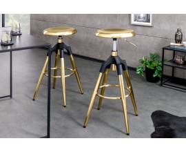 Designová barová židle Zalias ve zlaté barvě 74-82 cm