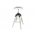 Designová barová otočná kulatá nastavitelná lesklá židle Zalias ve stříbrné barvě v glamour stylu 74-82 cm