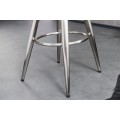 Designová barová otočná kulatá nastavitelná lesklá židle Zalias ve stříbrné barvě v glamour stylu 74-82 cm