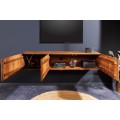 Designový televizní stolek Vinan se třemi dvířky z masivního mangového dřeva s dřevěným designem