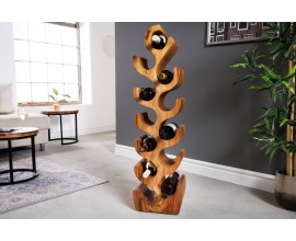 Designový stojan na víno Milena z exotického lakovaného dřeva Suar 101 cm