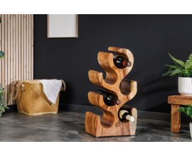 Designový stojan na víno Milena z exotického lakovaného dřeva Suar 50 cm
