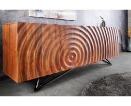 Designový obdélníkový čtyřdveřový příborník Cumbria z mangového dřeva v medové hnědé barvě 177 cm
