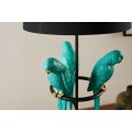 Designová stolní lampa Macaw v černé barvě se třemi tyrkysovými figurami papoušků 75 cm