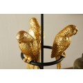Designová černá art deco stolní lampa Macaw se třemi figurami papoušků ve zlaté barvě 75 cm
