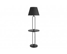 Designová industriální černá stojací lampa Bucky s odkládacím stolkem 175 cm