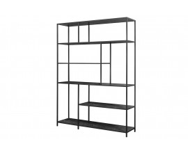 Industri&aacute;ln&iacute; reg&aacute;l Industria Marble s policemi s mramorov&yacute;m designem v antracitov&eacute; čern&eacute; barvě 185 cm