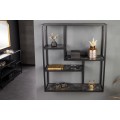 Industri&aacute;ln&iacute; n&aacute;stěnn&yacute; reg&aacute;l Industria Marble v antracitov&eacute; čern&eacute; barvě s policemi s mramorov&yacute;m designem 75 cm