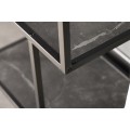 Industriální černý regál Industria Marble v antracitovém odstínu a policemi s mramorovým designem 185 cm