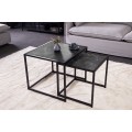 Industri&aacute;ln&iacute; antracitov&yacute; čern&yacute; set čtvercov&yacute;ch konferenčn&iacute;ch stolků Industria Marble s mramorov&yacute;m designem 45 cm