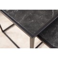 Industri&aacute;ln&iacute; antracitov&yacute; čern&yacute; set čtvercov&yacute;ch konferenčn&iacute;ch stolků Industria Marble s mramorov&yacute;m designem 45 cm