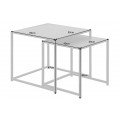 Industri&aacute;ln&iacute; antracitov&yacute; čern&yacute; set čtvercov&yacute;ch konferenčn&iacute;ch stolků Industria Marble s mramorov&yacute;m designem 45 cm