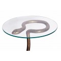 Art deco kulatý příruční stolek Salazar s hadím designem a skleněnou deskou v glamour nádechu 62 cm