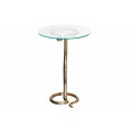 Art deco kulatý příruční stolek Salazar s hadím designem a skleněnou deskou v glamour nádechu 62 cm