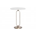 Art deco kulatý měděný příruční stolek Zendy s bílou mramorovou deskou s glamour nádechem 60 cm