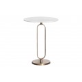 Art deco kulatý měděný příruční stolek Zendy s bílou mramorovou deskou s glamour nádechem 60 cm