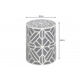 Designový kulatý bíločerný příruční stolek Bone Inlay geometrickým vozorováním ve tvaru květů z buvolí kosti