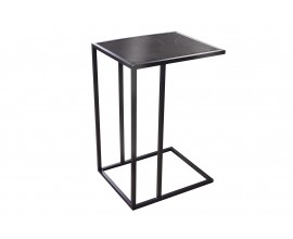 Industriální černý příruční stolek Industria Marble s vrchní deskou s mramorovým designem v antracitovém odstínu 63 cm