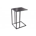 Moderní industriální obdélníkový příruční stolek Industria Marble v antracitové černé barvě s lineární kovovou konstrukcí a mramorovou vrchní deskou