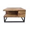 Masivní čtvercový konferenční stolek Giant s úložným prostorem ze sheeshamového dřeva ve světle hnědé barvě 60 cm