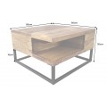 Masivní čtvercový konferenční stolek Giant s úložným prostorem ze sheeshamového dřeva ve světle hnědé barvě 60 cm