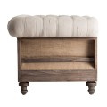Luxusní béžové vintage křeslo Gretchen v chesterfield stylu s dřevěnou konstrukcí 113 cm