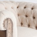 Luxusní béžové vintage křeslo Gretchen v chesterfield stylu s dřevěnou konstrukcí 113 cm