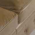 Luxusní hnědá kožená chesterfield dvousedačka Talbot s dekorativním prošíváním z pravé kůže 215 cm