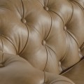 Luxusní chesterfield sedačka Talbot s prošívanou opěrkou a světlým hnědým potahem z pravé kůže 268 cm