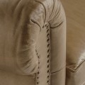 Luxusní chesterfield sedačka Talbot s prošívanou opěrkou a světlým hnědým potahem z pravé kůže 268 cm