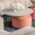 Luxusní art deco konferenční stolek Calla s moderním kruhovým designem bílá růžová 76 cm