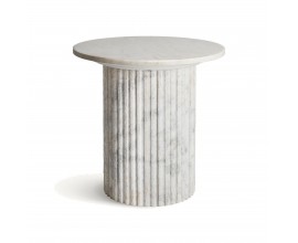 Luxusní kulatý mramorový bílý příruční stolek Demetrios s designem antického sloupu 55 cm