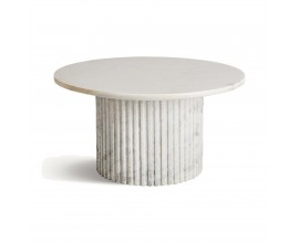 Luxusní mramorový bílý kulatý konferenční stolek Demetrios s antickým žebrovaným designem nohy 80 cm