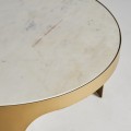 Luxusní art deco kulatý konferenční stolek Moneo s bílou mramorovou deskou a zlatou podstavou 80 cm