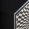 Luxusní černo bílý art deco příborník Caderina se čtyřmi dvířky s geometrickou intarzií 180 cm