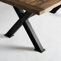Luxusní obdélníkový industriální jídelní stůl Inar s masivní hnědou deskou a černou kovovou konstrukcí 200 cm