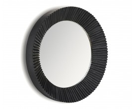 Luxusní moderní černé kulaté nástěnné zrcadlo Plissé Nero se skládaným designem rámu 92 cm