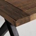 Luxusní obdélníkový industriální jídelní stůl Inar s dřevěnou deskou v přírodní hnědé barvě s tabulovým designem 280 cm