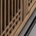 Luxusní orientální světle hnědý dřevěný příborník Verdy s mřížovanými dvířky a třemi zásuvkami 180 cm