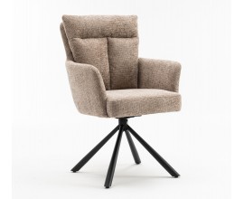 Designová retro otočná židle Dover s prošívaným čalouněním v béžově šedé barvě 92 cm